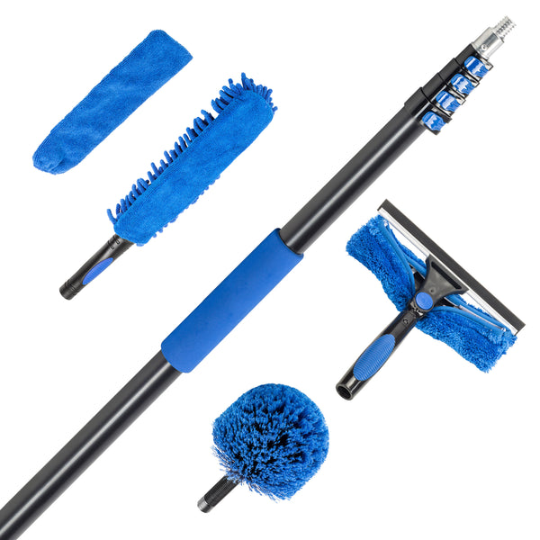 5 Piece Home Cleaning Kit with 24 Foot Extension Pole