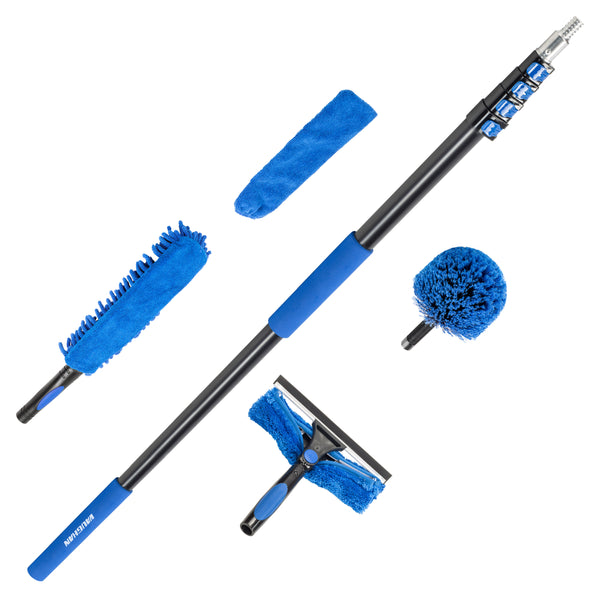 5 Piece Home Cleaning Kit with 24 Foot Extension Pole